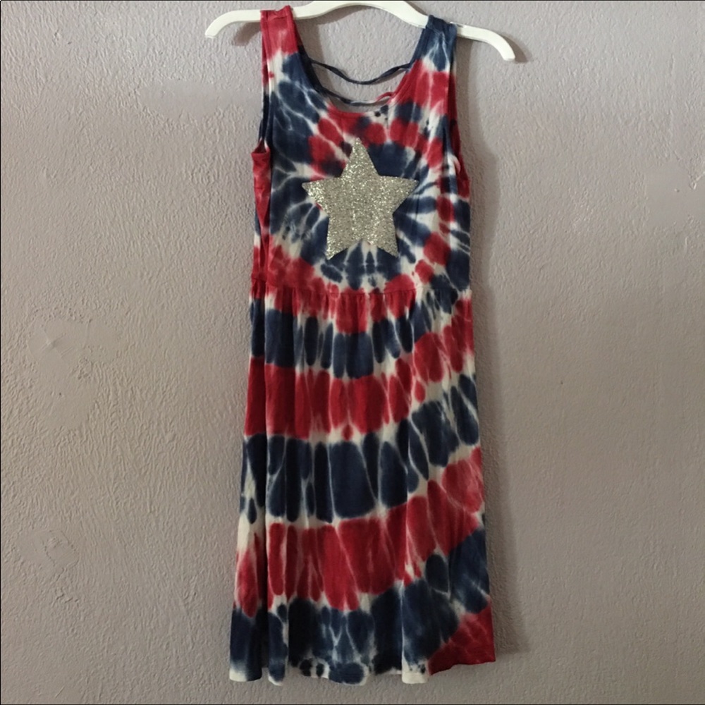 Justice Red and Blue Tie Dye Star Dress